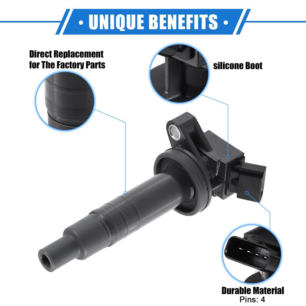ABSOPRO Car Ignition Coil Assembly for Toyota Corvella L4 Durable Metal Gray Engine Ignition Coil 1.8L (2000-2008),