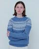 Halliobeuseukoteullaendeu Chunky Fairisle Yoke Crew Neck Sweater - Blue Toon / Winter White