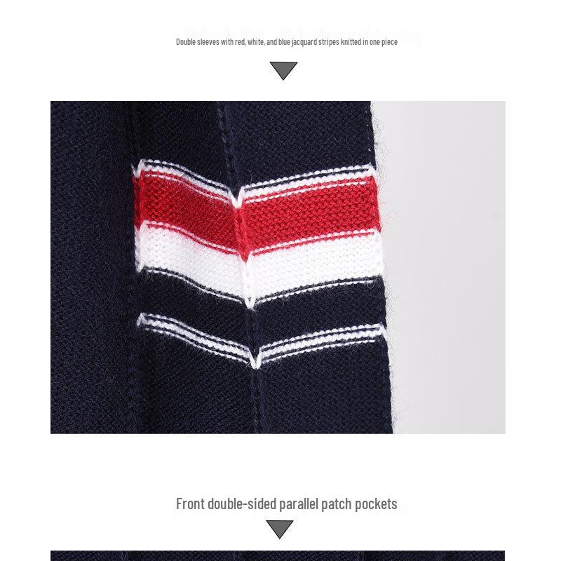 Men's Autumn 2025 Korean Style Striped Wool Cardigan Sweater