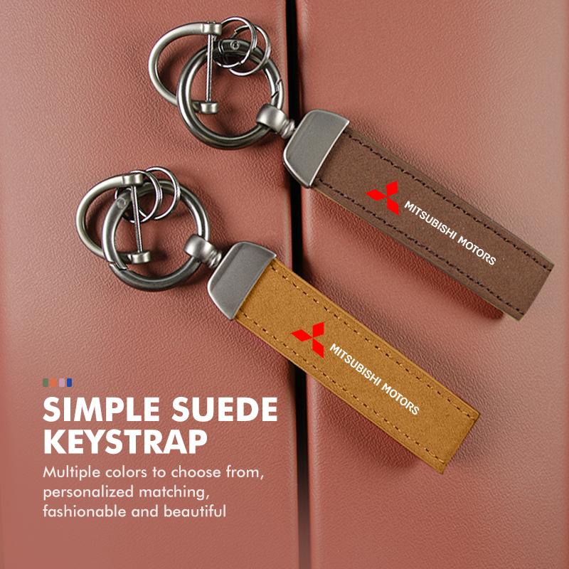 Car Keychain Suede Leather Lanyard Key Chain Acesssories For Mitsubishi Outlander Lancer Cross Colt Xpander Mirage Attrage WJ4