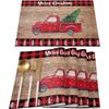 1PC Merry Christmas Placemats Linen Table Mats Washable Buffalo Plaid Farm Xmas Tree Placemat for Party Kitchen Table Decor