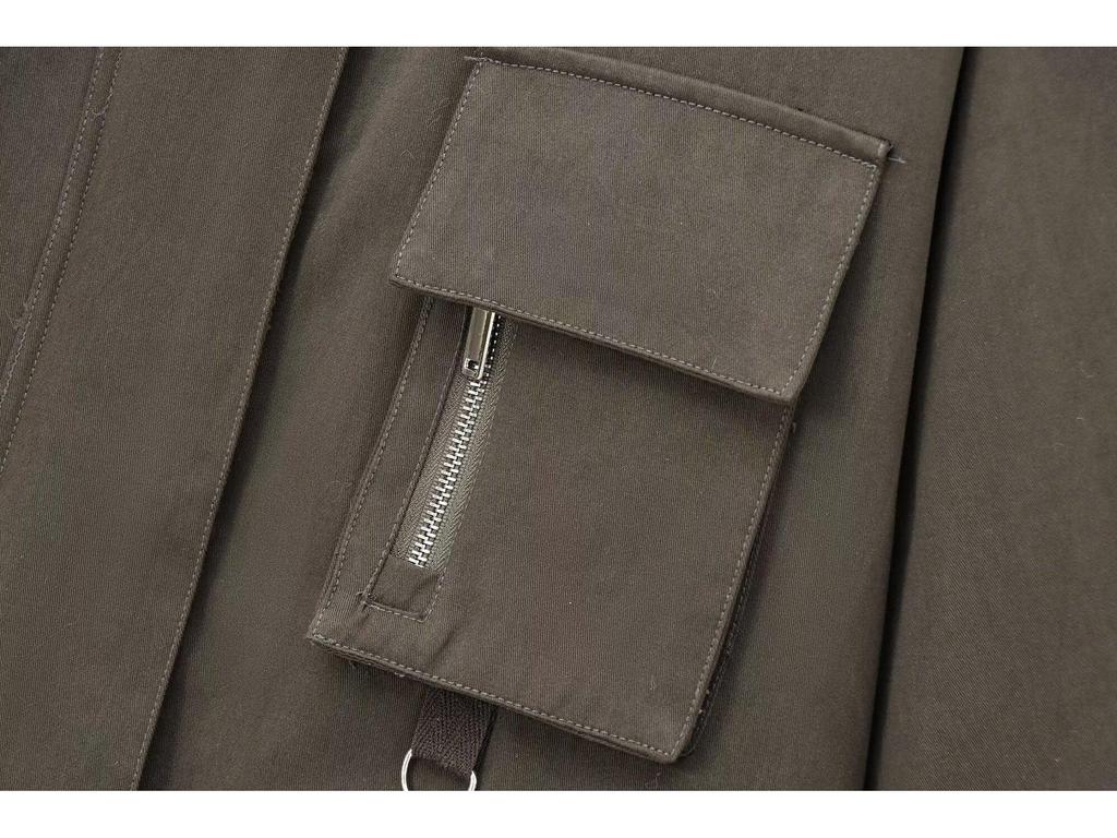 2024 Autumn Women's European & American Style Fashion Waxed Leather Jacket with Corduroy Collar