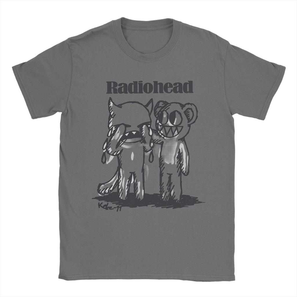 Radiohead Rock Band Cotton T Shirt For Man Summer  Aesthetic T Shirts Crew Neck Hippie Tees Plus Size Printed Tops