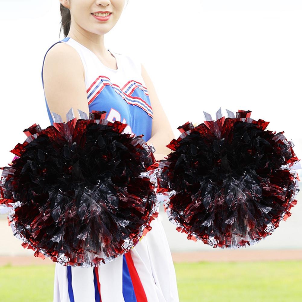 Cheer ering Pom Poms Pompoms for Dance Party School Sports Competition (Silver+Green)