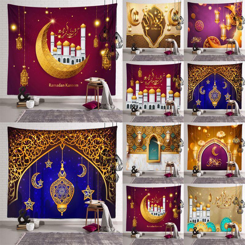 Tapestry Mubarak Eid Wall Hanging Decor Moon Star Muslim Background Ramadan