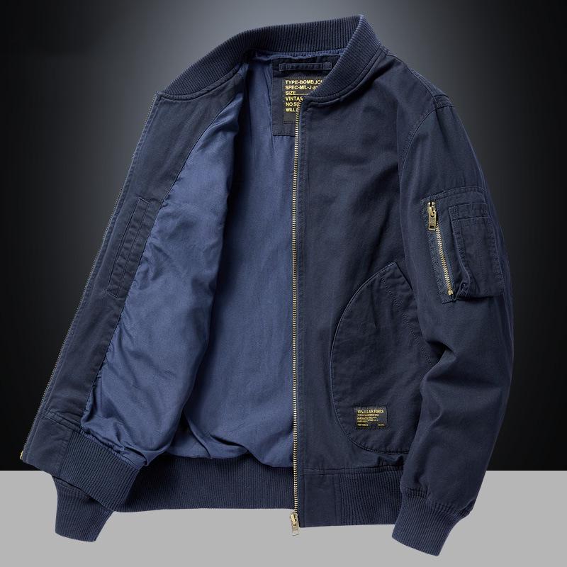 Men s American Retro Baseball Pilot Jacket - Autumn/Winter Casual Workwear Top M темно-синий
