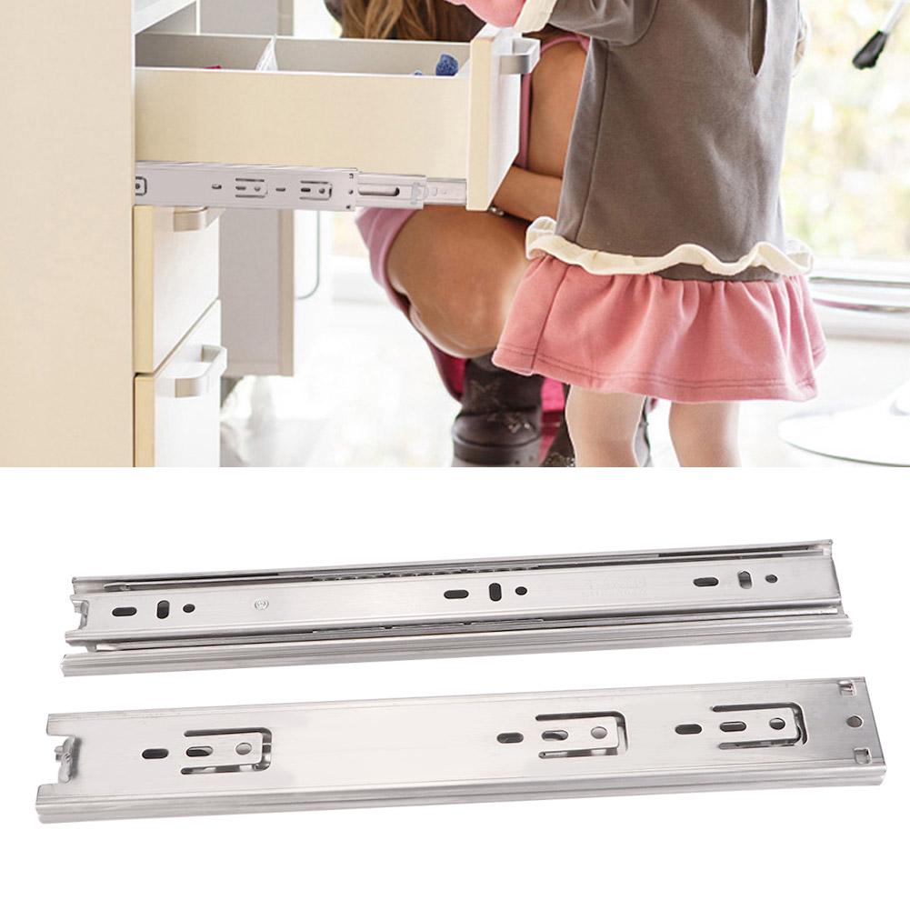 12 -18 Stainless Steel Drawer Slide Rail 3 Section Glide Device Furniture(12 undamped)