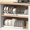 1pc Adjustable Metal Pot Rack Organizer, Uncharged Cabinet Under Sink Storage for Pots, Pans, And Lids