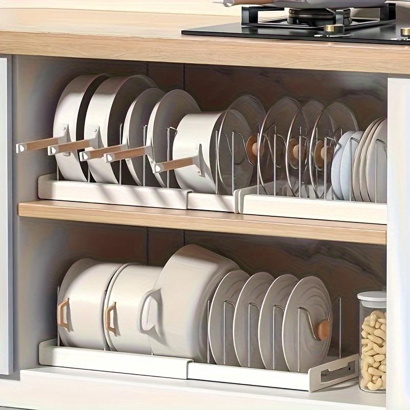 1pc Adjustable Metal Pot Rack Organizer, Uncharged Cabinet Under Sink Storage for Pots, Pans, And Lids