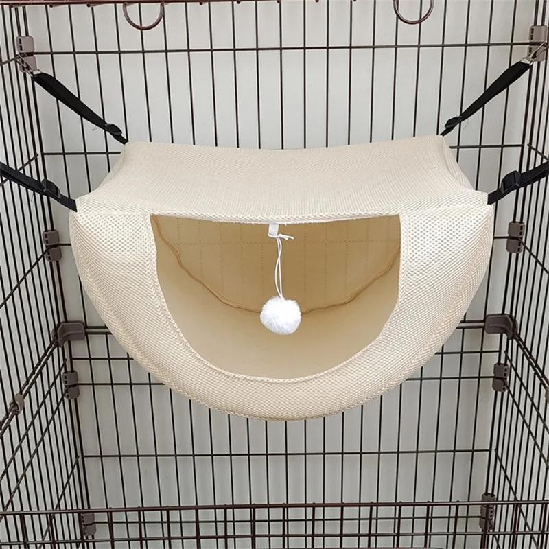 

For Cat Hammock Pet Cage Hanging Bed Breathable Mesh Cozy Kitten Hamster Sleeping House For Small Animal Guinea Pig Machine Wash S 35x27x20cm бежевий