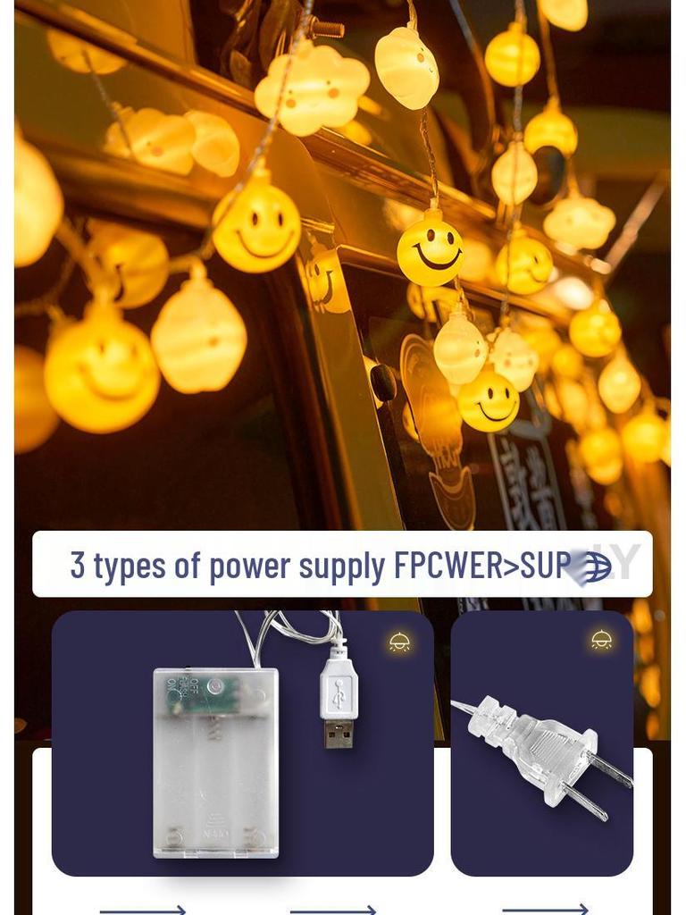 LED Creative Night Market Lights: Colorful String Illumination for Snack Stalls & Barbecue Shops, Perfect Trunk Decor.