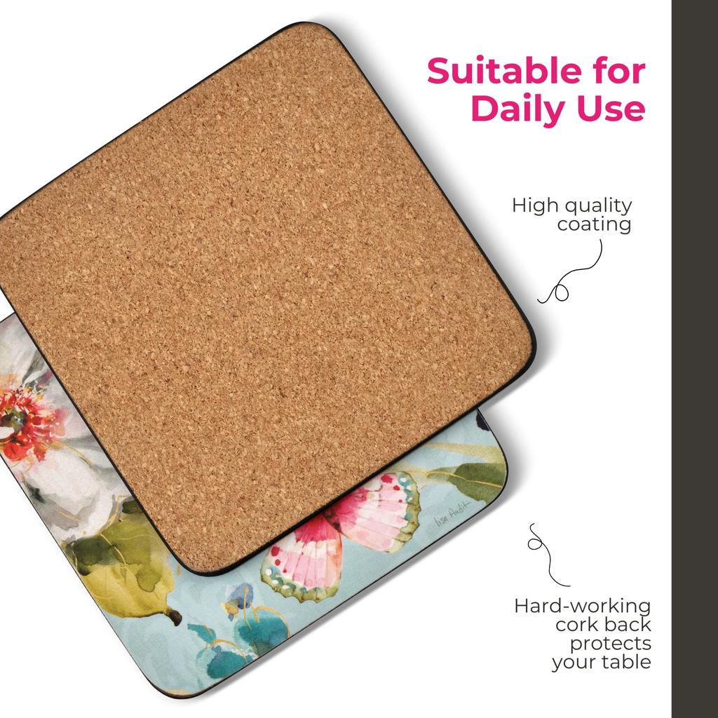 Pimpernel Colorful Breeze Collection Coasters Set of 6 Cork Backboard Heat and Stain Resistant Drink Coasters for Tabletop Protection Measures X