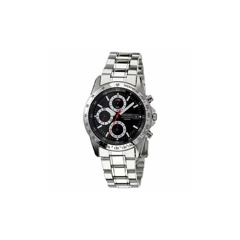 SEIKO 100 meters waterproof Quartz Steel Strap men s watch black dial SND371P чёрный