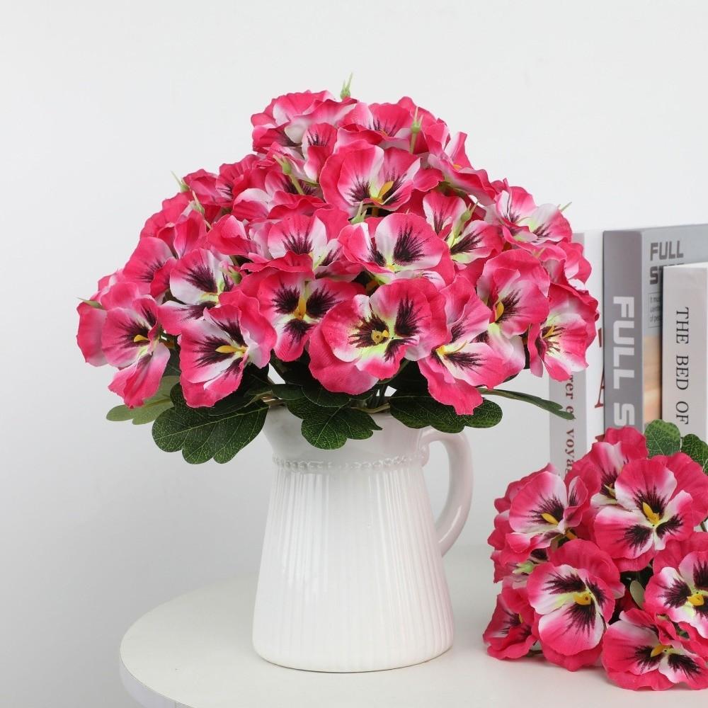 32cm Fake Flowers Reusable Faux Pansy Flowers Elegant UV Resistant Flowers  Home Decoration