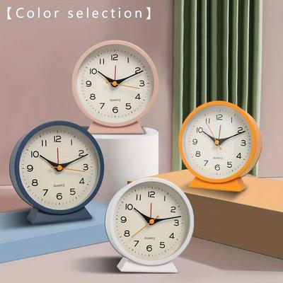 Simple Metal Silent Alarm Clock Creative Bedside and Desktop Clock for Students