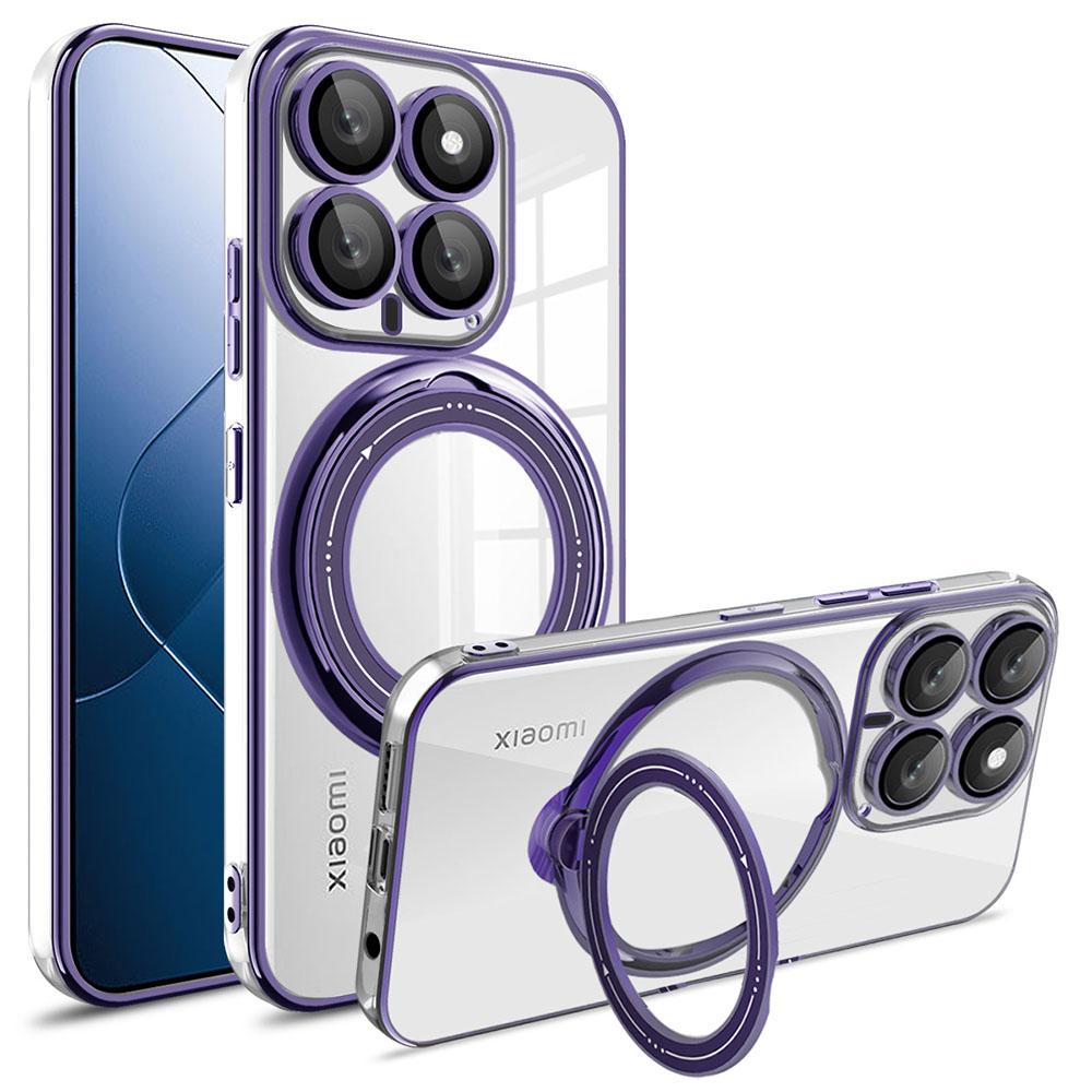 

For Xiaomi 14 Case Kickstand PC+TPU Magnetic Phone Cover Purple