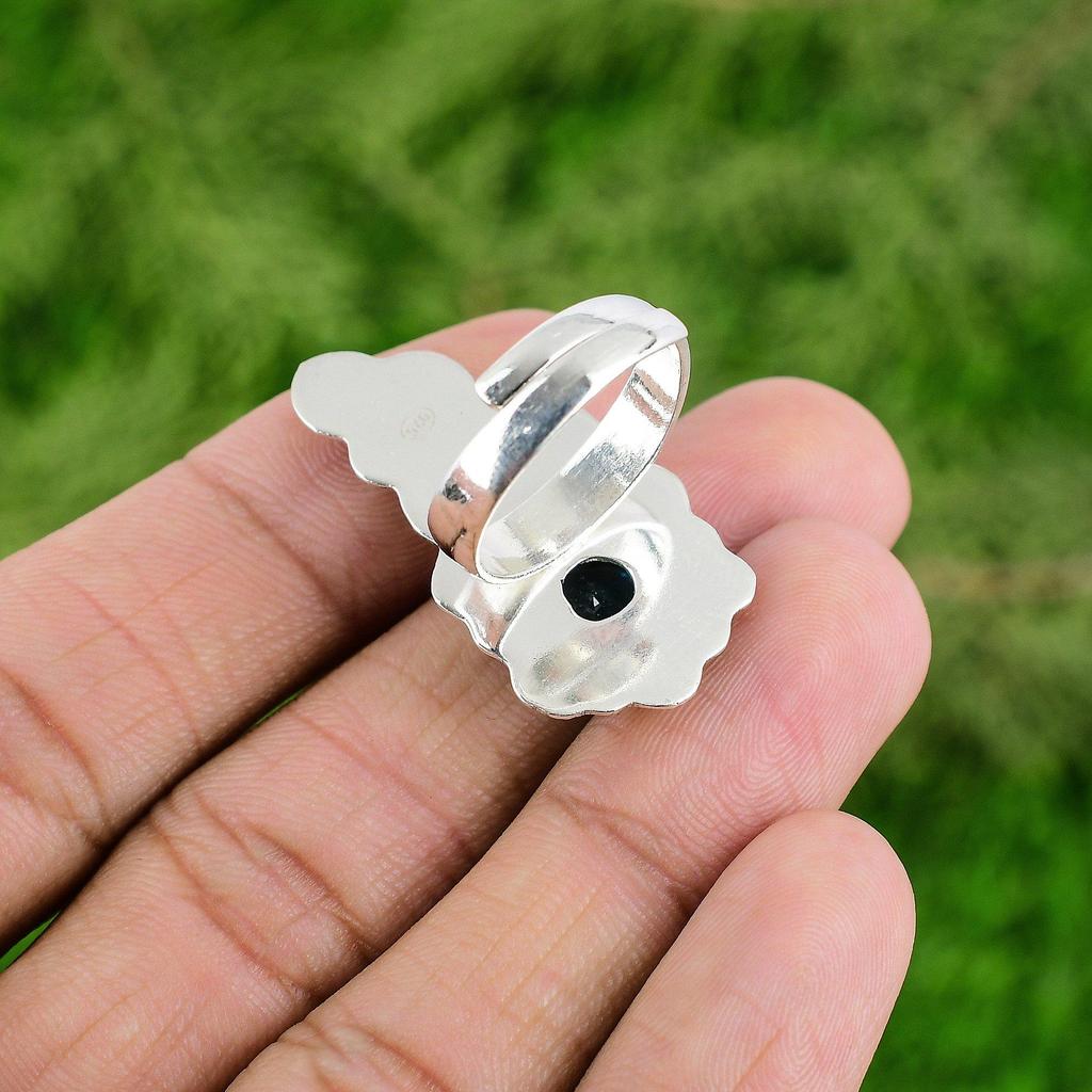 Mothers Day Deal 925 Silver Natural Swiss Blue Topaz Promise Flower Ring Jewelry