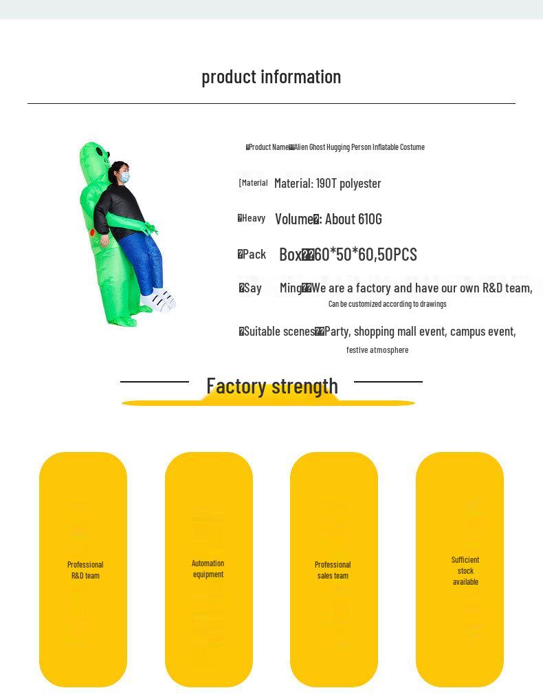 Halloween Inflatable Ghost Hugging Costume - Funny Alien Prop for Party Performances