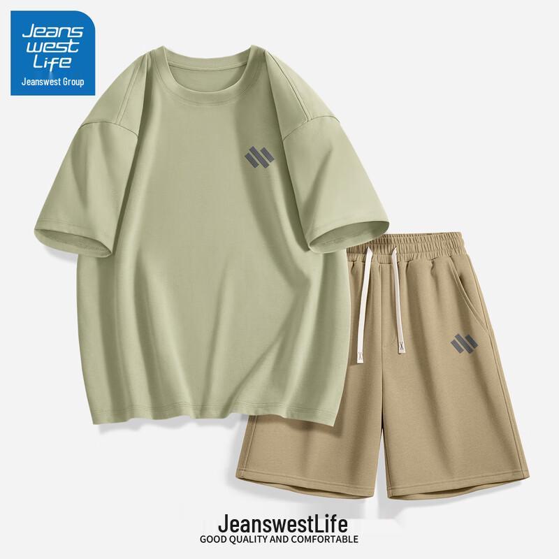 JEANSWEST LIFE Мужской комплект: хлопковая футболка и шорты большого веса L