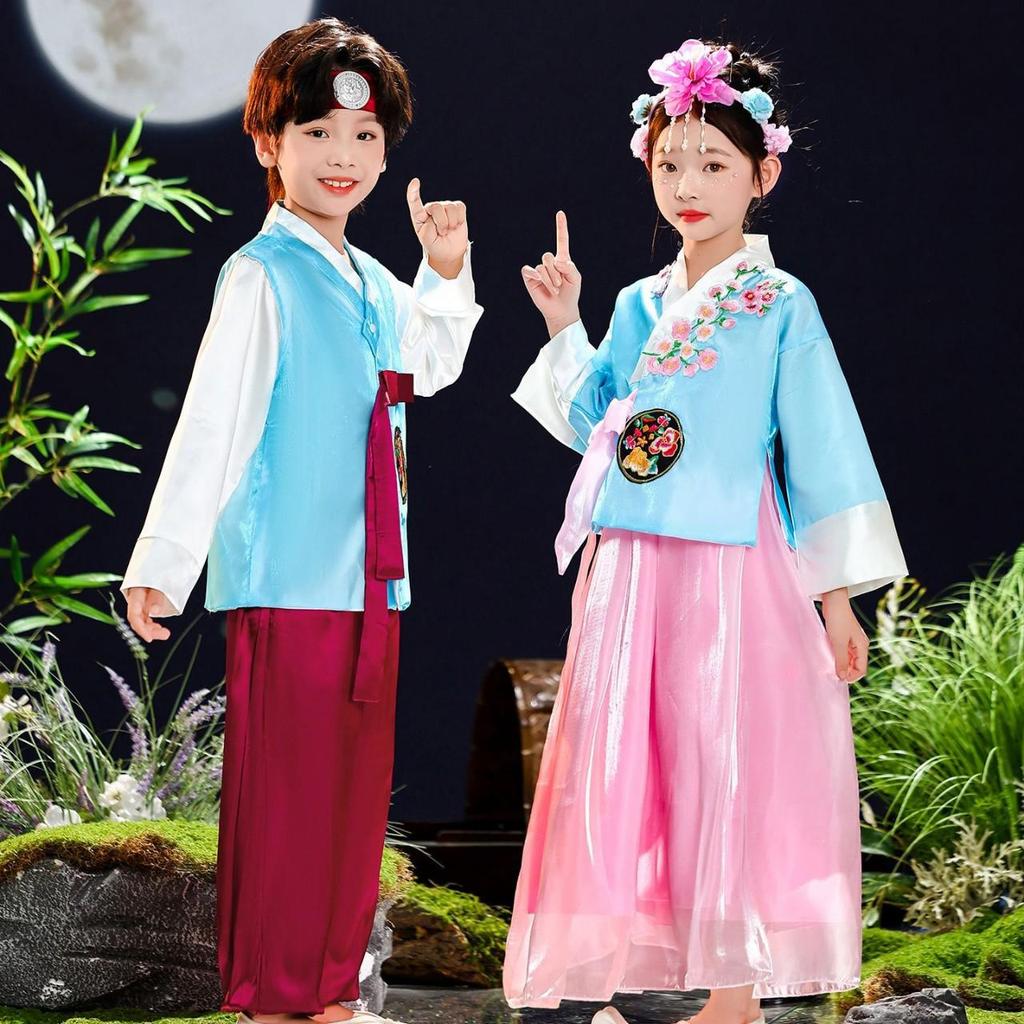 Koreanischer Kinder-Hanbok: Yanji Prinzessin Tanzkostüme für Mädchen und Jungen