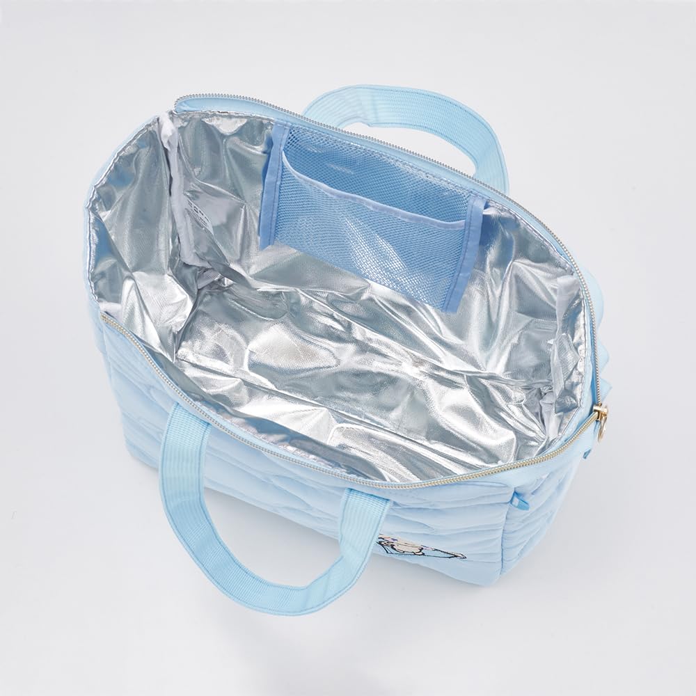 Skater Quilted Fabric Insulated Lunch Bag with Sanrio Cinnamoroll Drawing Pocket, KBCB5-A