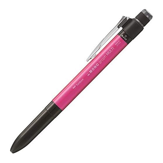 Tombow Pencil Multifunction Pen MONO Graph Multi Pink CPA-161F 2-Color Oil-Based Ballpoint Pen, Mechanical Pencil, Eraser