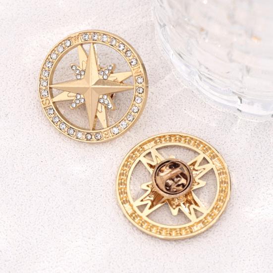 Decorative Compass Jewelry Vintage Rhinestone Star Brooch, Men Women Alloy Retro Lapel Pin Pin, Badge Accessory for Clothing Decor Brooch