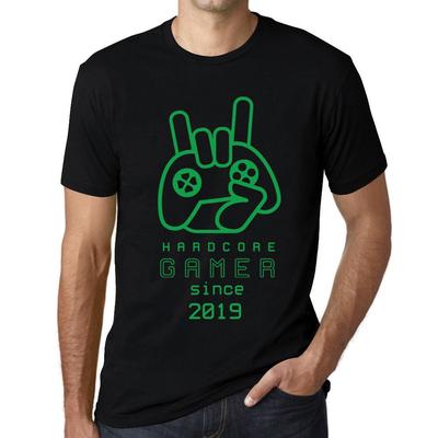 Men’s Vintage Tee Shirt Graphic T Shirt Hardcore Gamer Since 2019 Deep Black