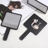 1pc Square Handheld Women Travel Makeup Mirror Chic Handle Dual-Use Desktop Personalized Gift Initial Name 26 Letters Pattern
