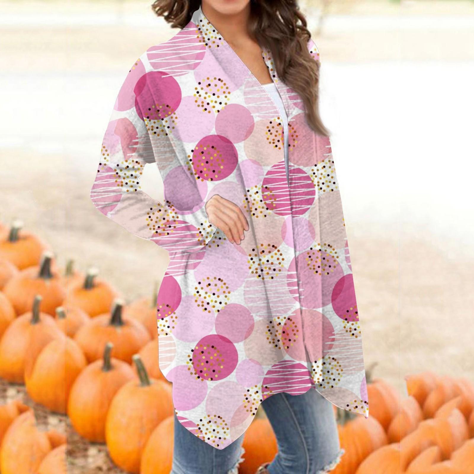 

Женский модный повседневный кардиган средней длины с ретро-принтом XXL розовый