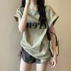 Women's Round Neck Short Sleeve Graphic Tee Loose Fit Casual Basic Top