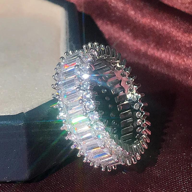 Vintage Sterling Silver Female Geometry AAA Zircon Stone Finger Rings for Women  Valentine's Day Gift Anillos Anel