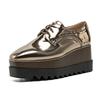 2026 Autumn Women Square Toe Patent Leather Wedge Platform Pumps, British Style Height‑Increase Versatile Thick‑Sole Casual Leather Shoes HZB‑761‑8