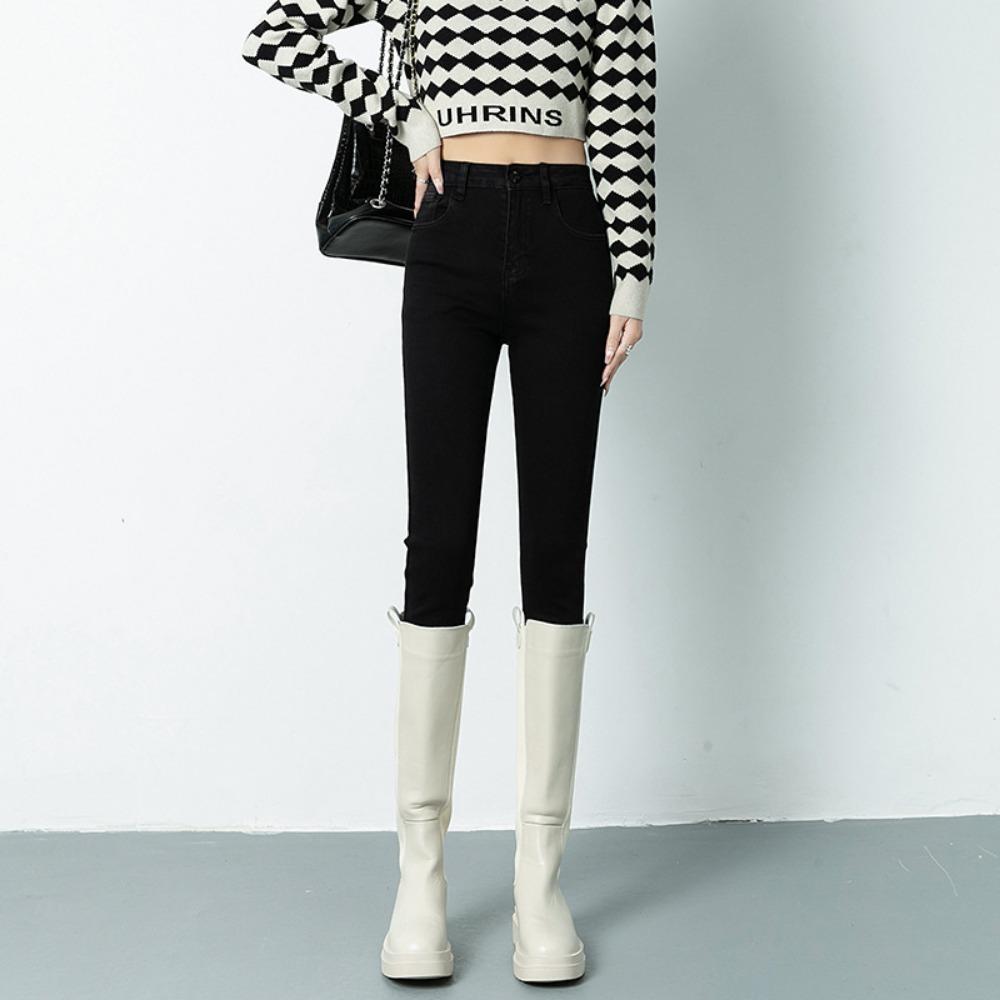 Commuter Internet celebrity jeans women's high waist leggings 2025 autumn and winter new thin elastic pencil pants