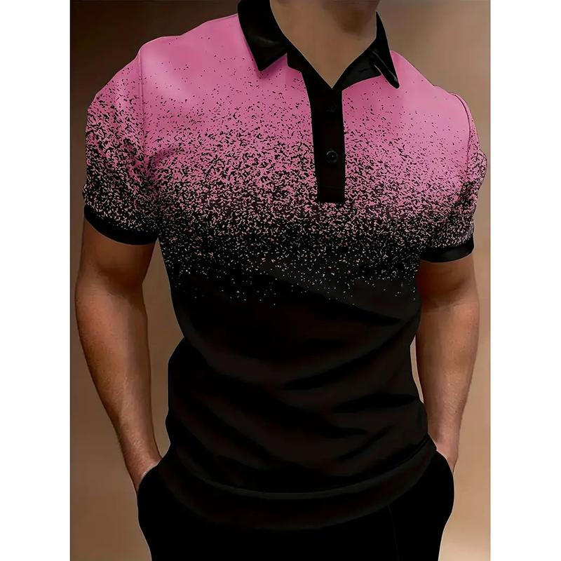 Paint Spot Print Polo Shirt For Men Simple Trend Essential Basics Short Sleeve Button Golf Shirts 2025 Summer Hot Top Wholesale