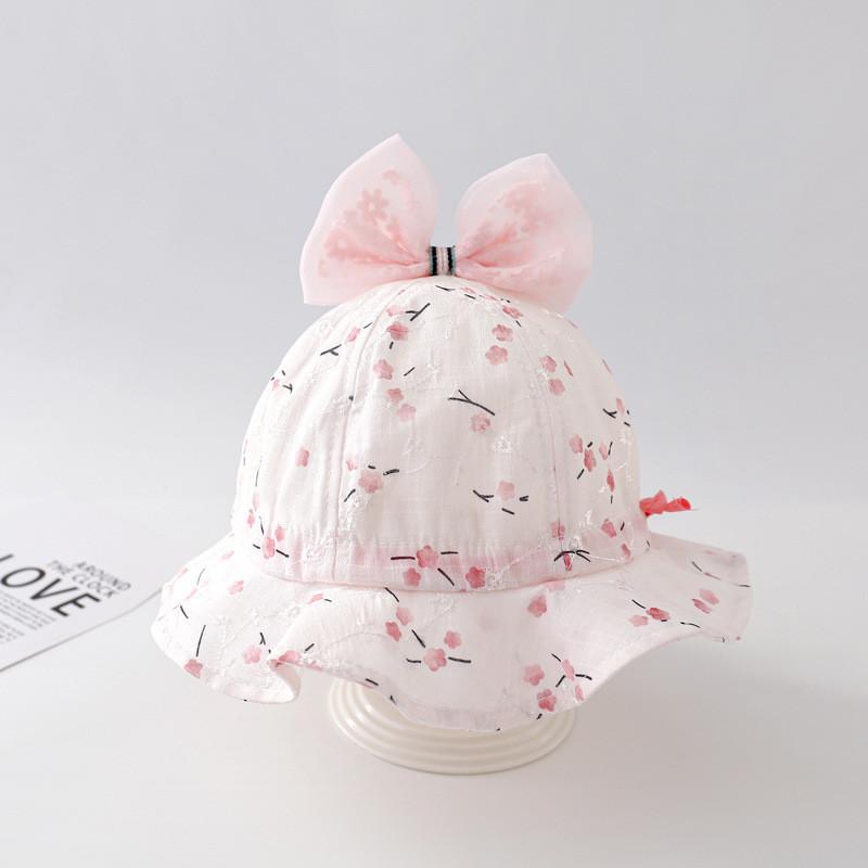 Fashionable Baby Girl Sun Bonnet Wide Brim Bucket Hat Spring Summer розовый
