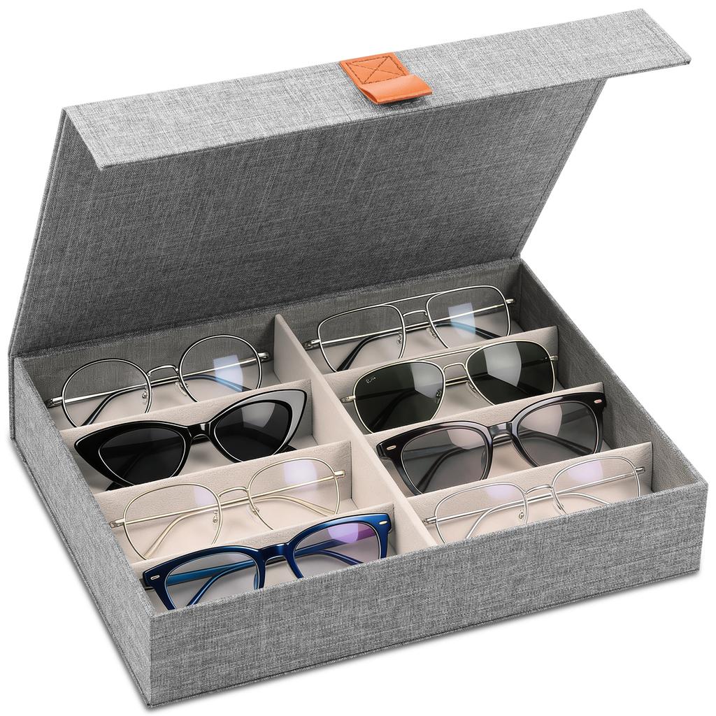 Sunglasses Storage Organizer Eyeglasses Display Case Holder Eyewear Storage Box Glasses Jewelry Holder with Magnetic Closure