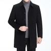 Men's Mid-Length Cashmere Wool Coat with Detachable Down Liner - Winter Style for Middle-Aged Dads