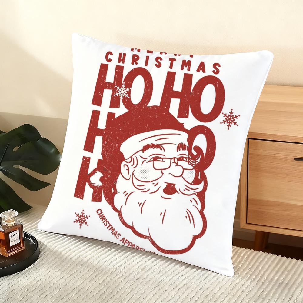 Cushion Cover Silky Short Plush Home Sofa Cushion Cover - Invisible Zipper Home Decoration Christmas Graphic