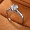 Simple Female Rings  Sterling Silver Geometric 4 Claws Design Round Zircon Rings for Women Big Crystal Wedding  Gift