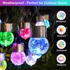 12Pcs Solar Powered Outdoor Hanging Lights Colorful LED Cracked Glass Ball Design Waterproof Pathway Lantern for Garden Decor