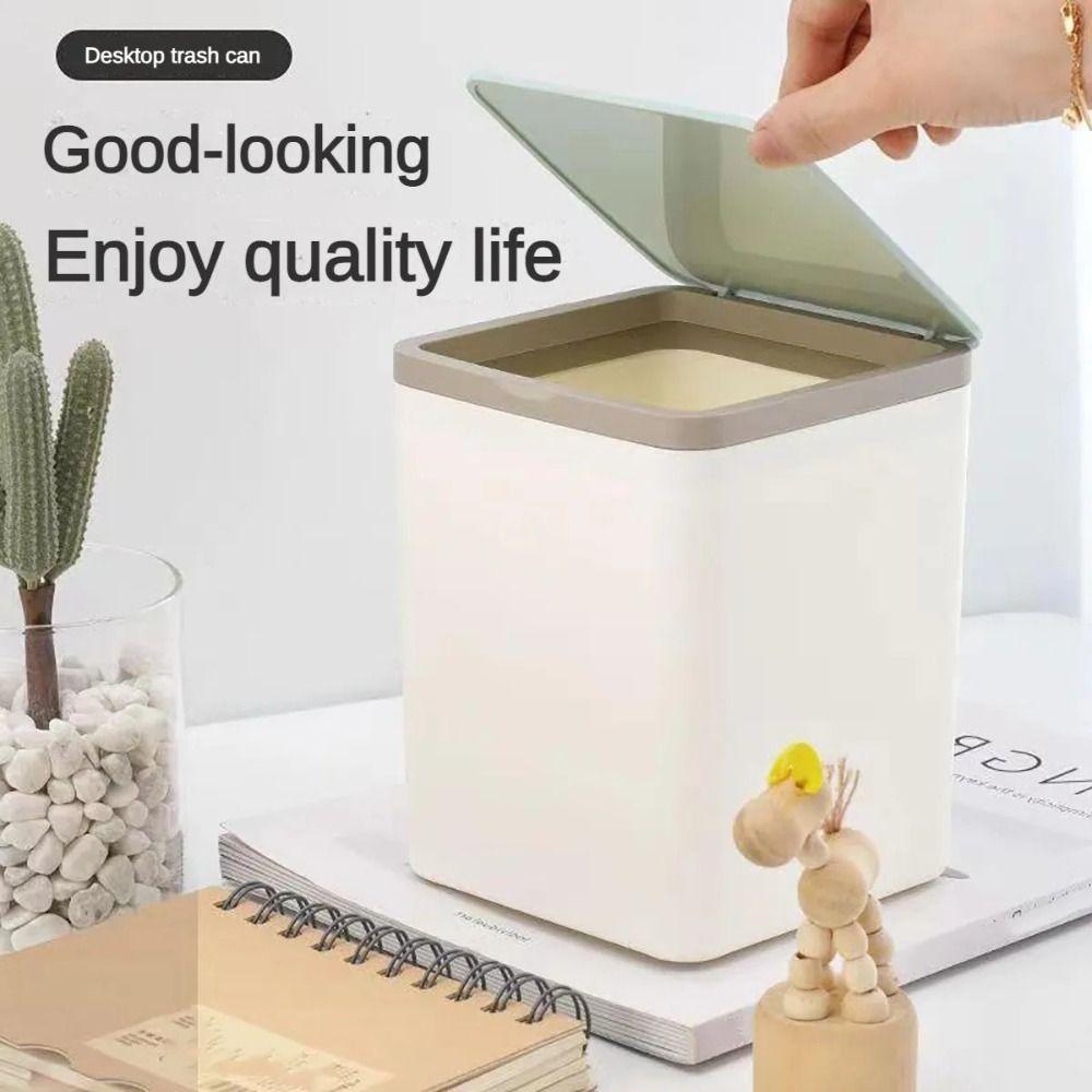 Mini Desktop Trash Can Plastic Waste Bin Collection Basket Rubbish Can  Bathroom