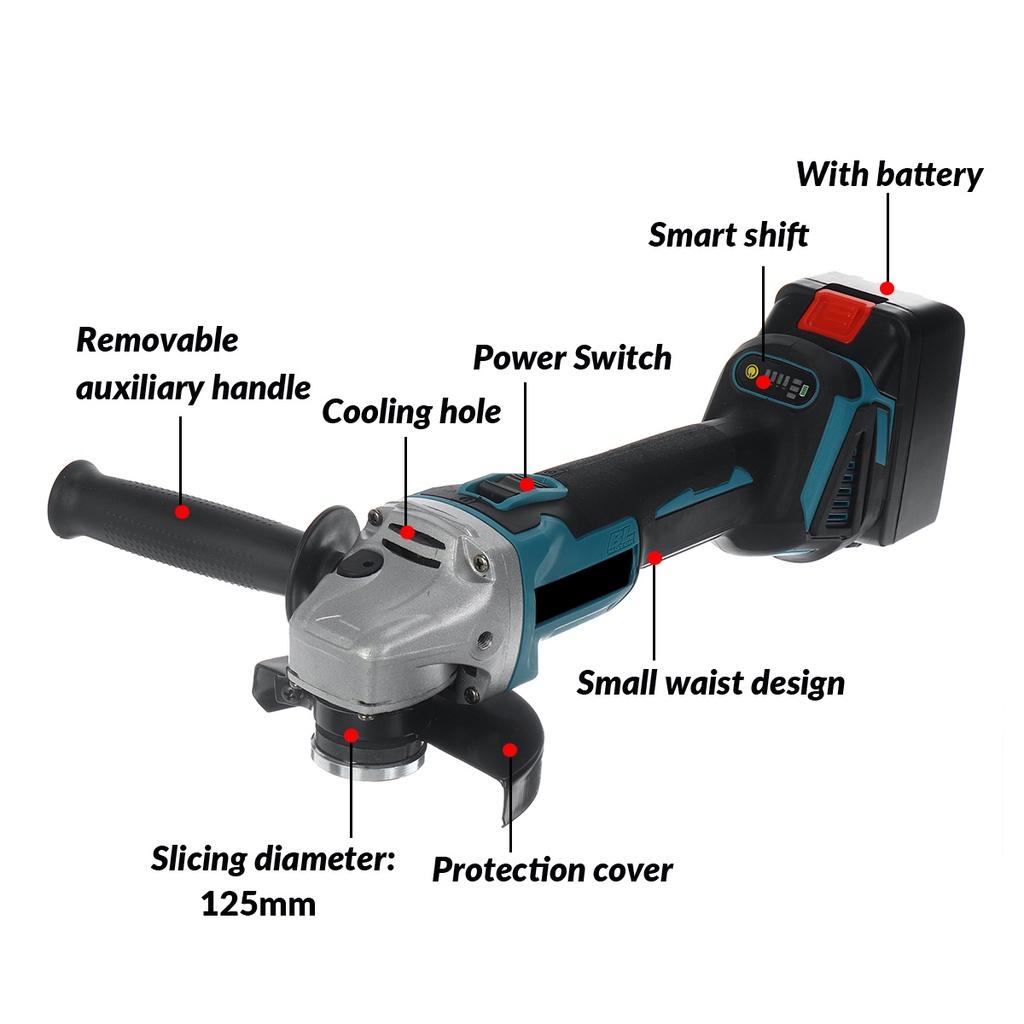 125MM Brushless Electric Angle Grinder Cutting Machine DIY Woodworking Power Tool with Battery