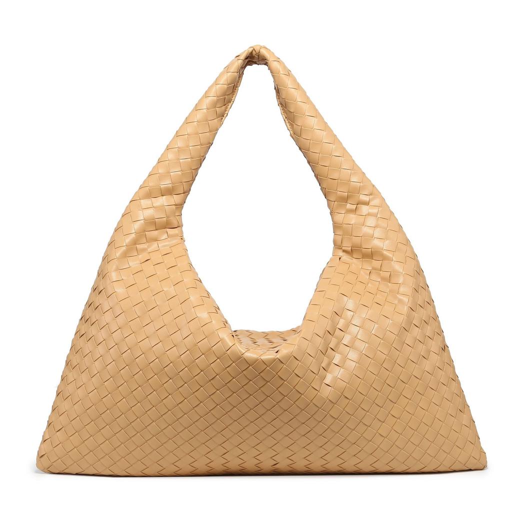 Hand-woven Solid Color Large-capacity Shoulder Bag Women's 2025 New Style Simple Casual Handbag