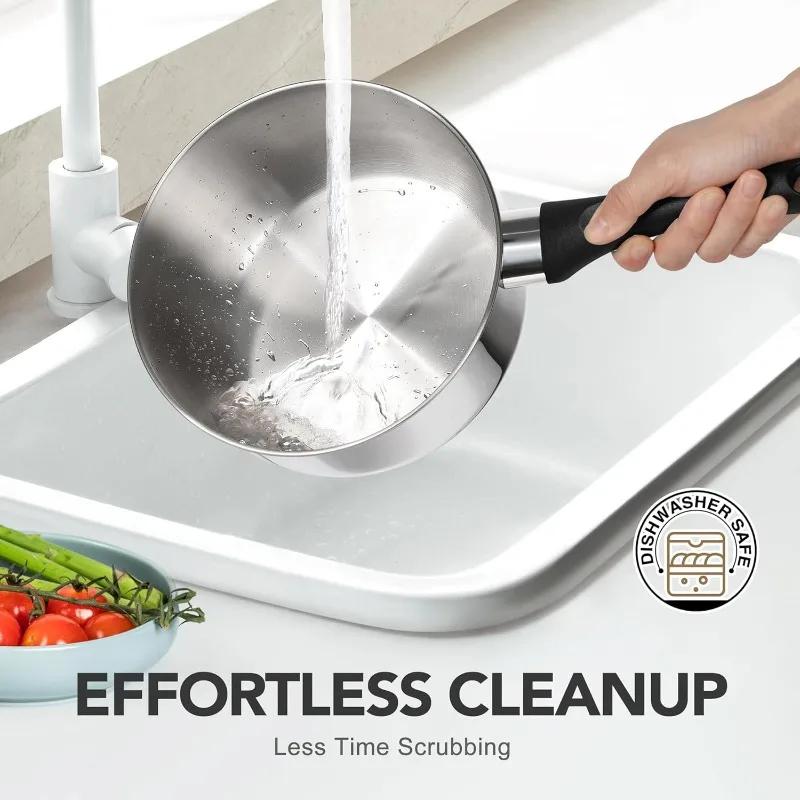 MICHELANGELO Nonstick Saucepan Set Stainless Steel Milk Pot with Bakelite Handle 1QT & 2QT &3QT Saucepan with Lid for All Stoves