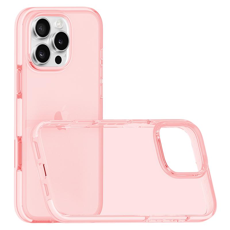 

For iPhone 16 Pro Max Case TPU+TPE Transparent Protective Phone Cover Pink