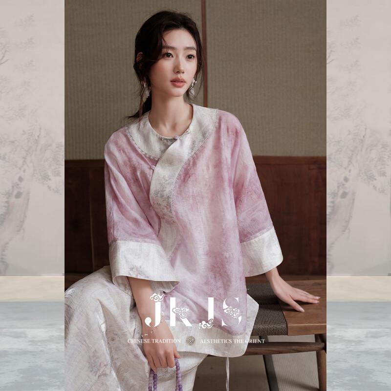 JK&JS New Chinese Style Tencel Jacquard Shirt S