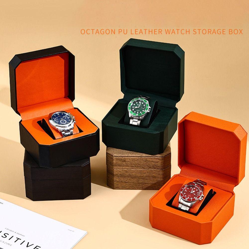 

Portable Octagonal Leather Watch Case Mini Gift Box High Quality Watch Storage Box