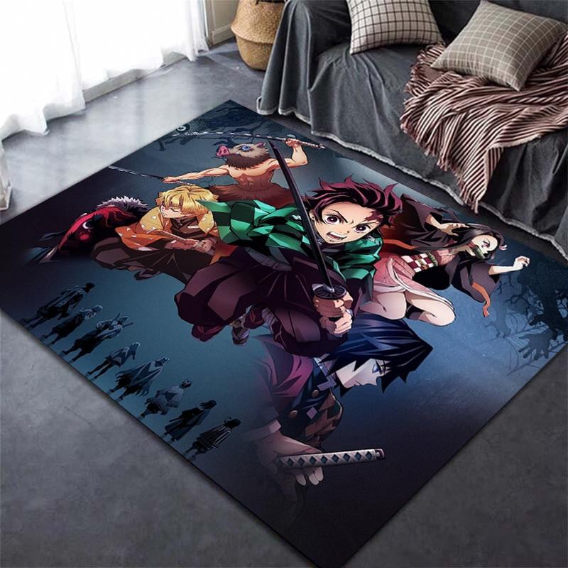 Tapis imprimé en 3D Demon Slayer Kimetsu, dessin animé Devil's Blade, décoration de maison, tapis doux pour chambre à coucher, tapis de jeu pour bébé, pour salon
