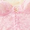 3 Pcs/Set Women Bra Panties Skirt Set See-through Lace Embroidery Hollow Out Lace-up Straps Thin High Waist Skirt Night Valentines Day Underwear Set